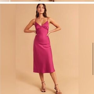 Abercrombie Pink Satin Midi Dress